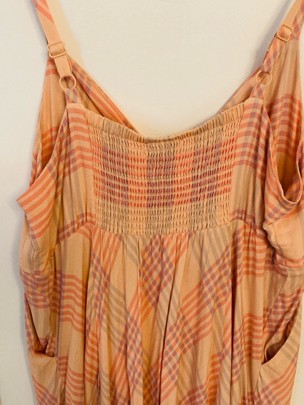 torrid Peach Plaid Challis Button-Front Midi Dress Size 1X Sleeveless - Picture 12 of 16